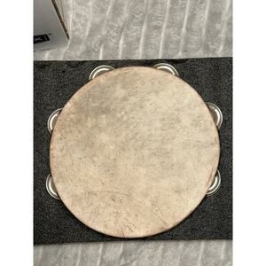 Vintage Rhythm Fusion Wooden Tambourine with Natural Skin Drumhead